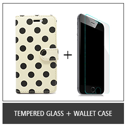 Tempered Glass + Wallet Case